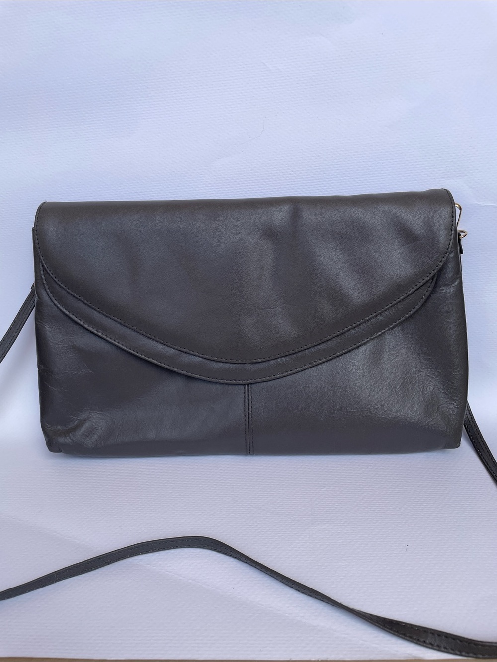 Vintage Genuine Leather Crossbody Clutch Bag in Grey